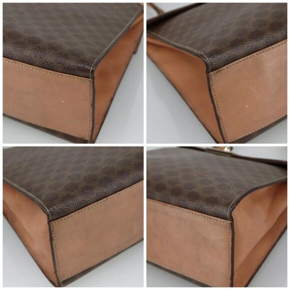 CELINE Macadam Canvas Hand Bag PVC Leather 2way Brown Auth - Picture 15 of 16